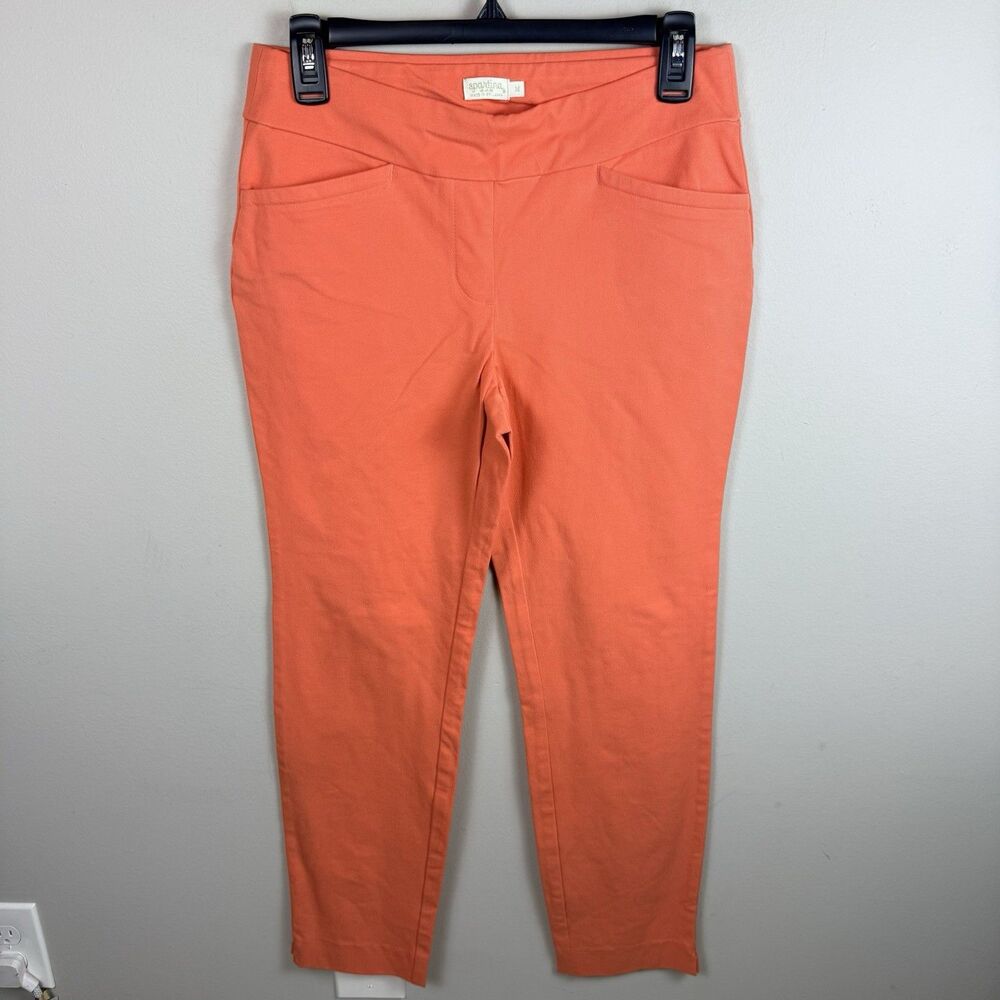 Spartina 449 Maren Pull-On Pant size Medium Coral Orange Pockets Ankle